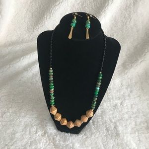 Natural Wood Necklace and Earrings